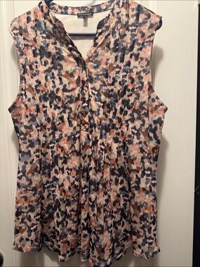 Ava & Grace Plus Size 1X Abstract Print Sleeveless Tunic Blouse